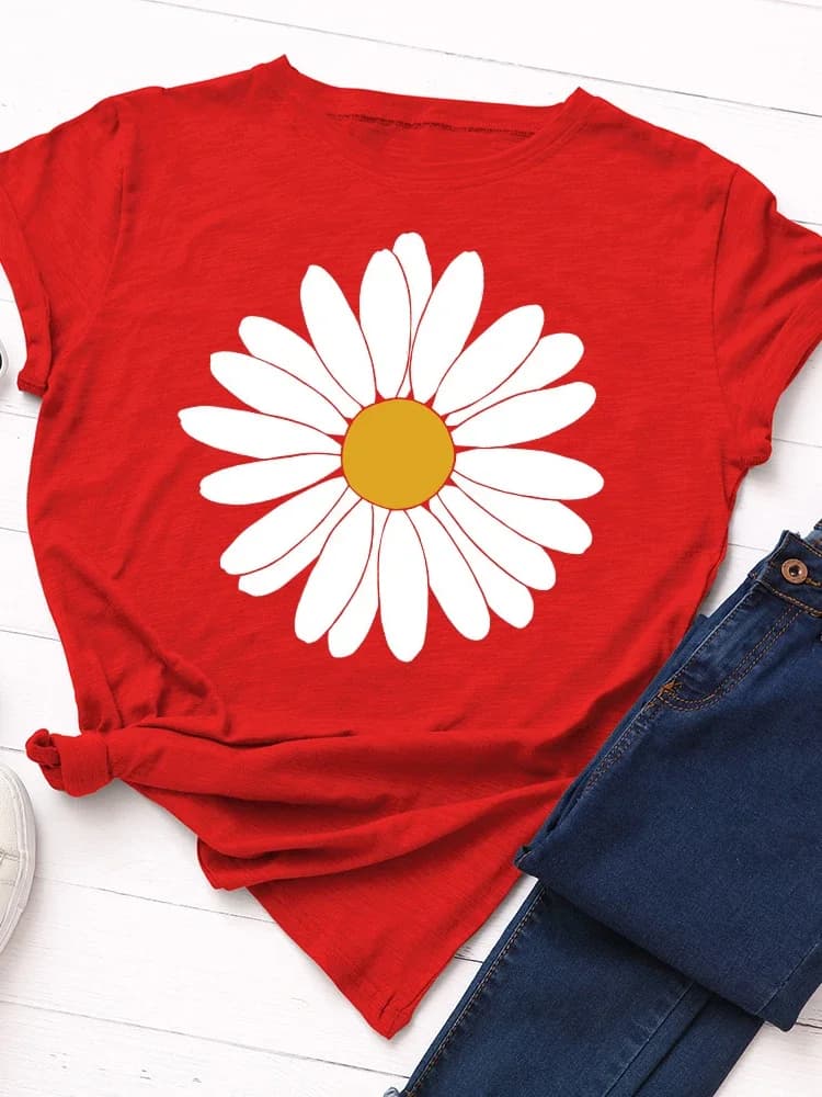 Blooming Destroy AndrPrint T-shirt à manches courtes pour femme, t-shirt à col rond pour femme, t-sh