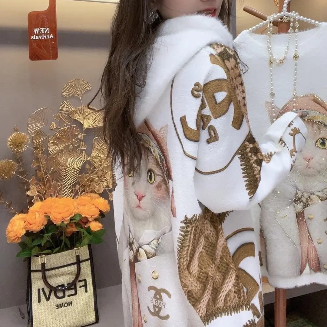 Décontracté Kawaii chat imprimer femmes chandails à capuche à manches longues pulls doux tout Match 