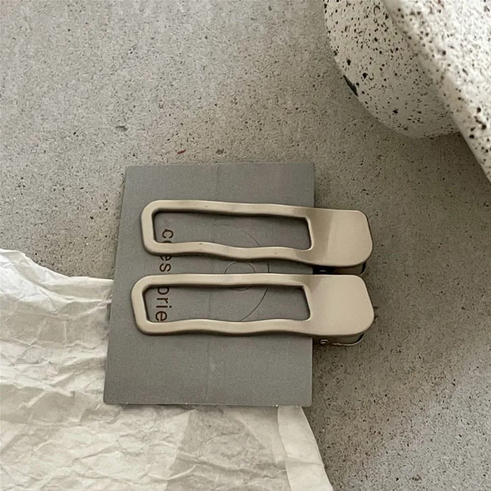 Pince à cheveux en métal argenté, 2 pièces, ligne ondulée, avec alliage creux géométrique, pinces à 