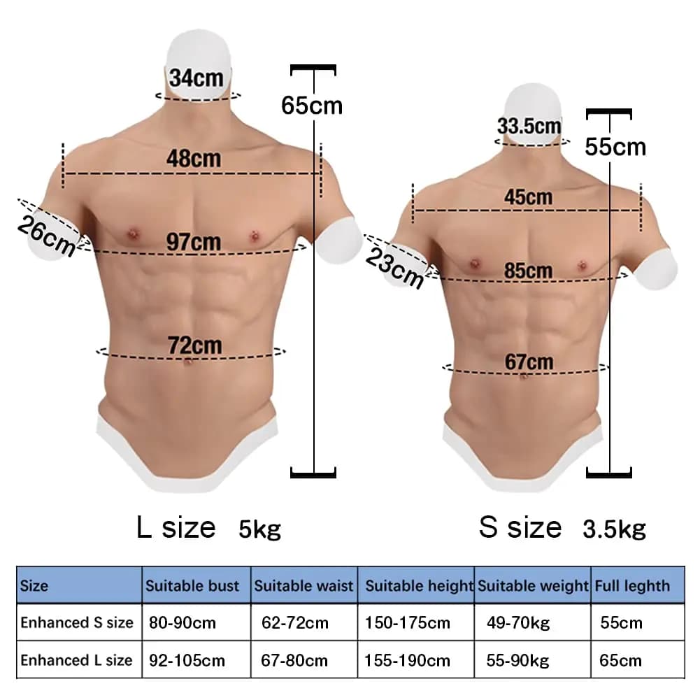 Poitrine masculine réaliste en silicone doux, simulation de la peau des muscles abdominaux, accessoi