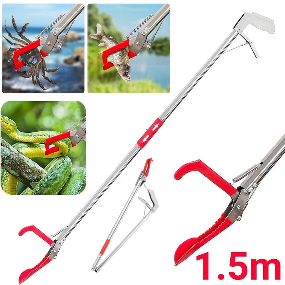 Pinces à serpent pliables de 1.5m, pince attrape-serpent à mâchoire large, outil de préhension pour 