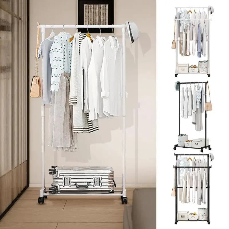 Supports pour vêtements, support de veste avec roulettes, gain de place, organisateurs de chaussures