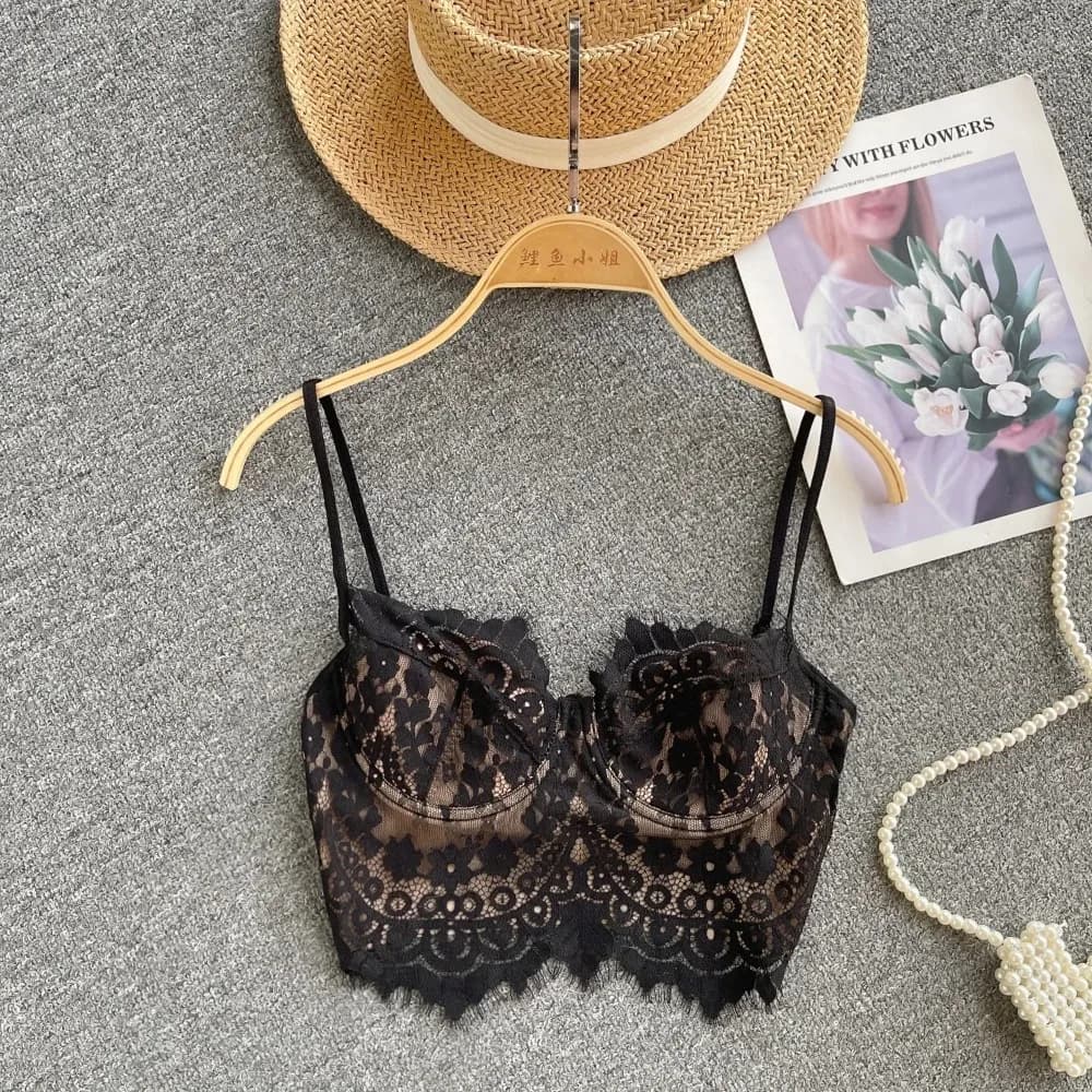 Débardeur Sexy en dentelle, dos nu, Corset Vintage, Bustier, Camis coréen Chic, haut court, basique,