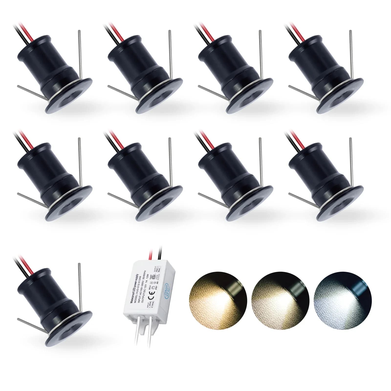 Mini projecteur LED 1W IP65, 9/18 pièces, avec driver 12V, éclairage d'ambiance dimmable pour plafon