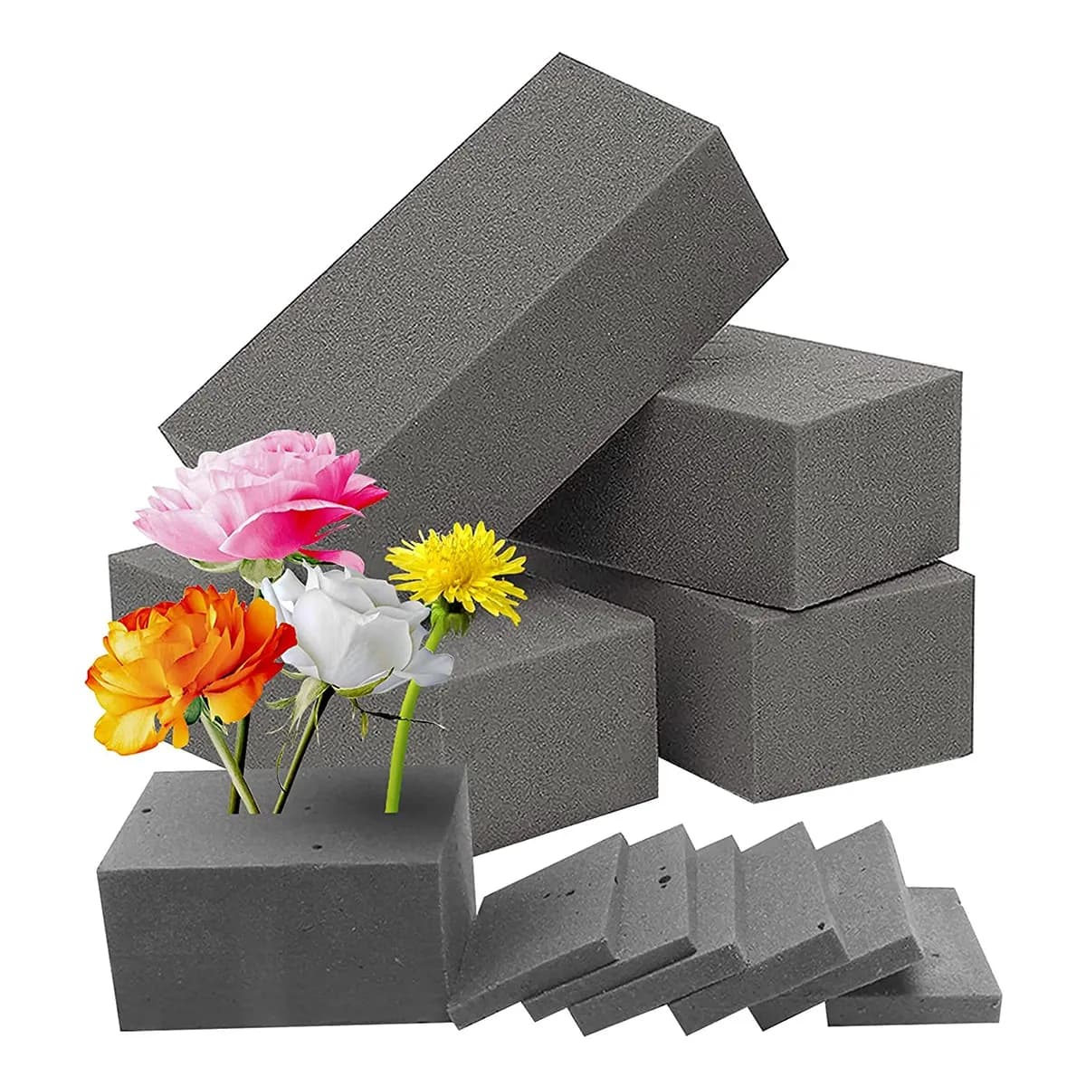 Mousse Florale Sèche pour Fleurs Artificielles, Support Floral, Briques, décennie s de Fleuriste Gri
