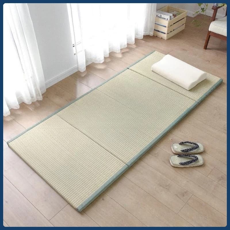 Matelas Tatami pliable japonais-tapis en herbe naturelle et palmier de coco pour dormir, yoga et déc