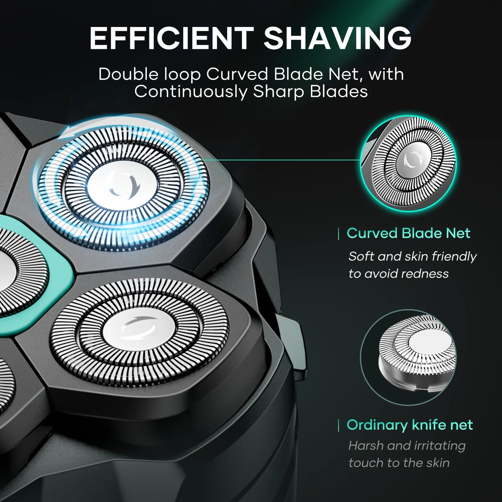 KENSEN rasoirs à tête électrique pour hommes chauve 6D rasoir magnétique tondeuse à barbe USB LED Re