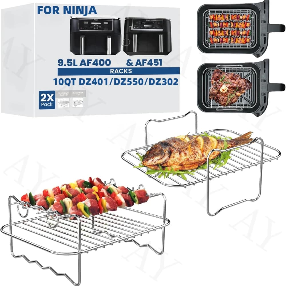 (Grande taille) 2 supports pour friteuse à air, spécialement conçus pour Ninja AF400/AF451 9.5L et D