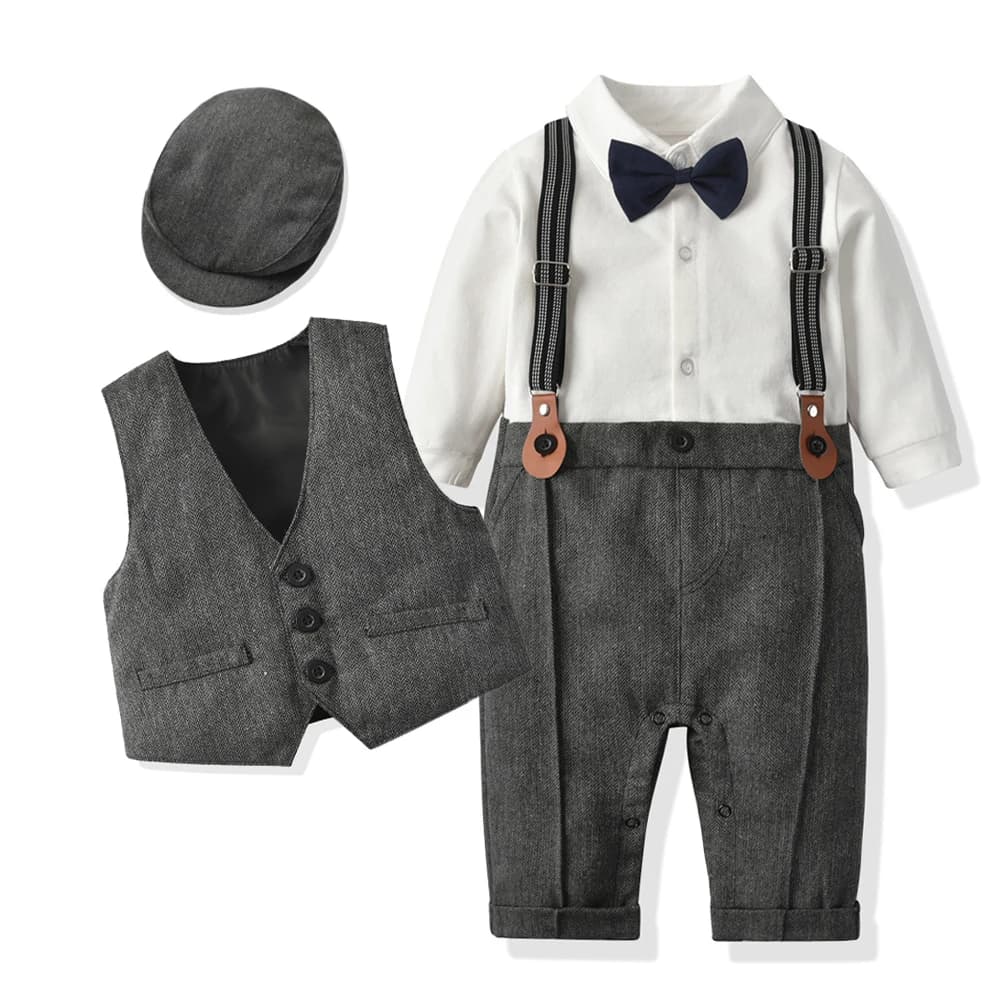 Nouveau-né garçon vêtements formels ensemble infantile garçon Gentleman anniversaire barboteuse tenu