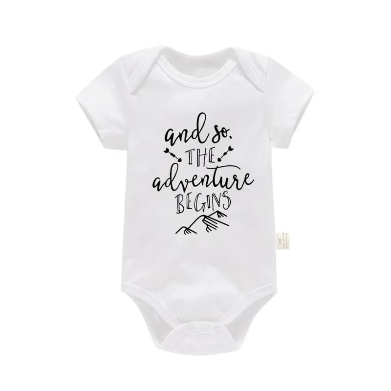 Barboteuse à manches courtes pour bébés garçons et filles, 100% coton, imprimé de lettres drôles, I 