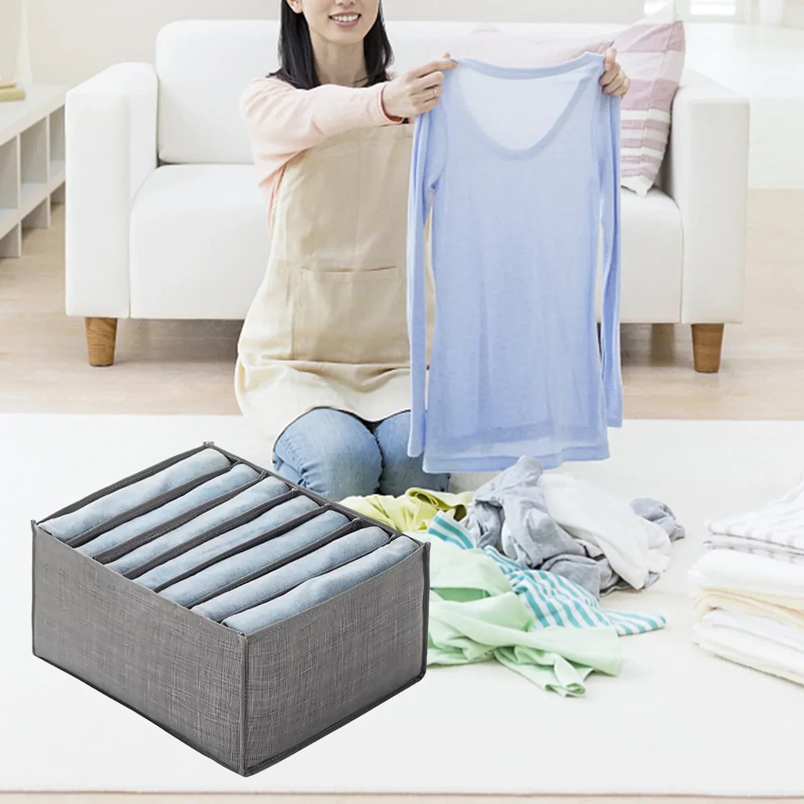 4 pièces/ensemble vêtements organisateur pantalons vêtements jean boîte de rangement garde-robe plac