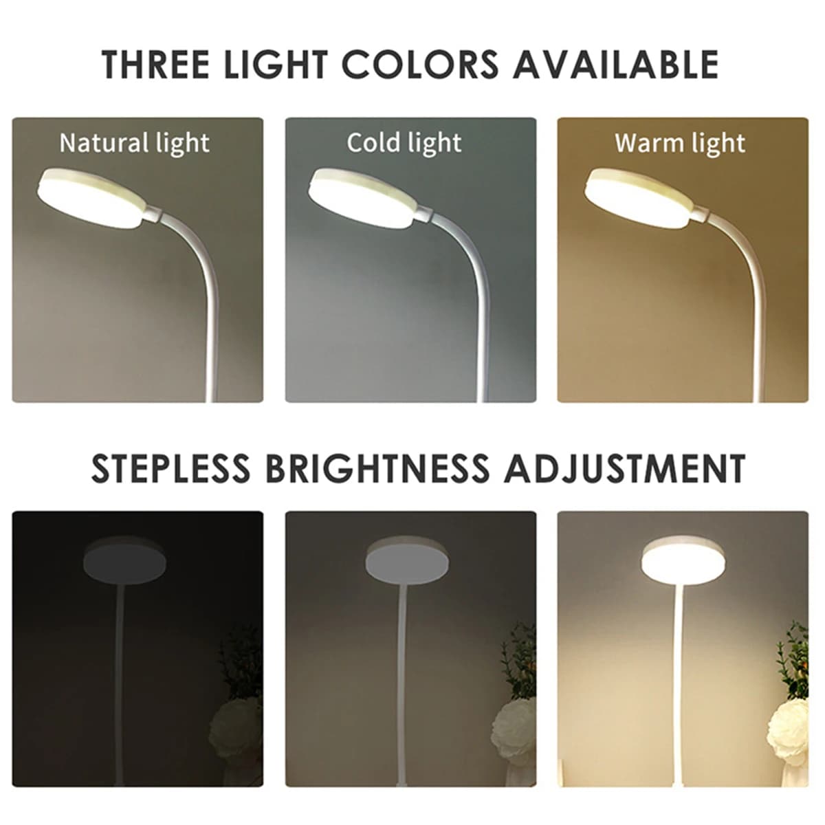 Lampe de bureau LED Portable prise USB alimentée par batterie Support de lampe de Table 3 couleurs g