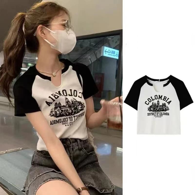 T-shirt à Manches Courtes et Col Rond pour Femme, Haut Précieux, Décontracté, avec Lettres Imprimées