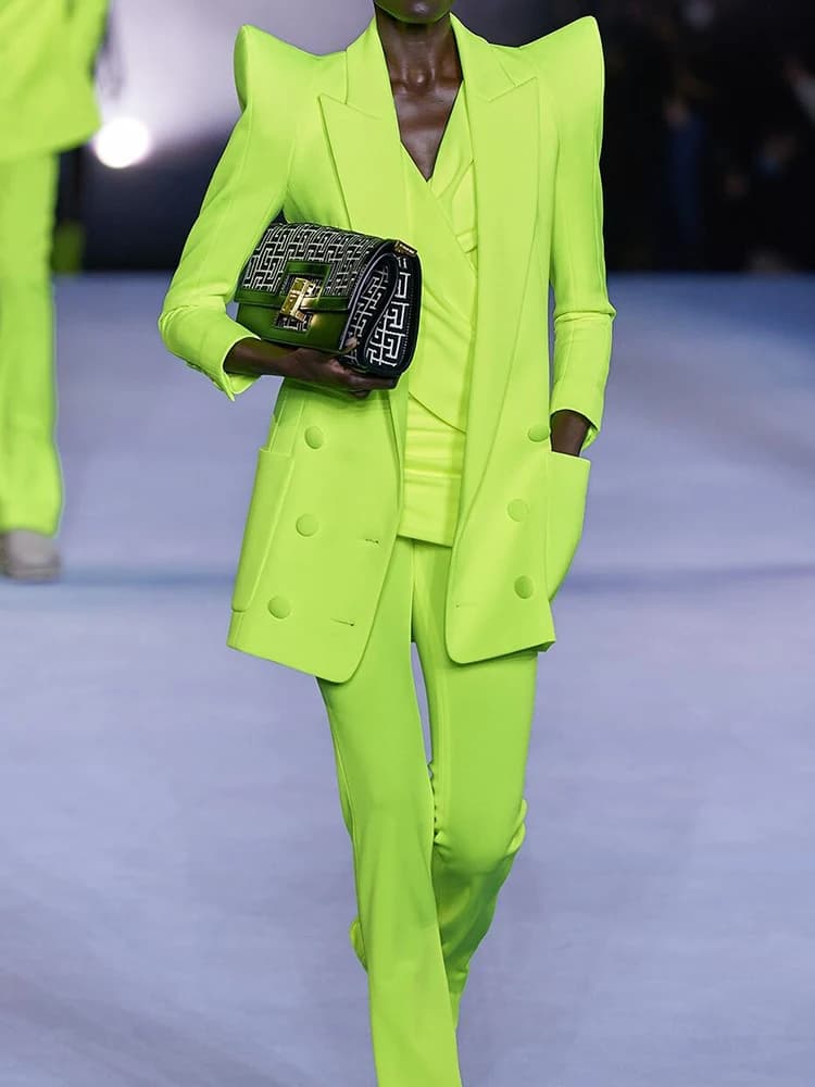 Blazer long double boutonnage de créateur pour femme, nouvelle collection 2026, haute qualité, épaul