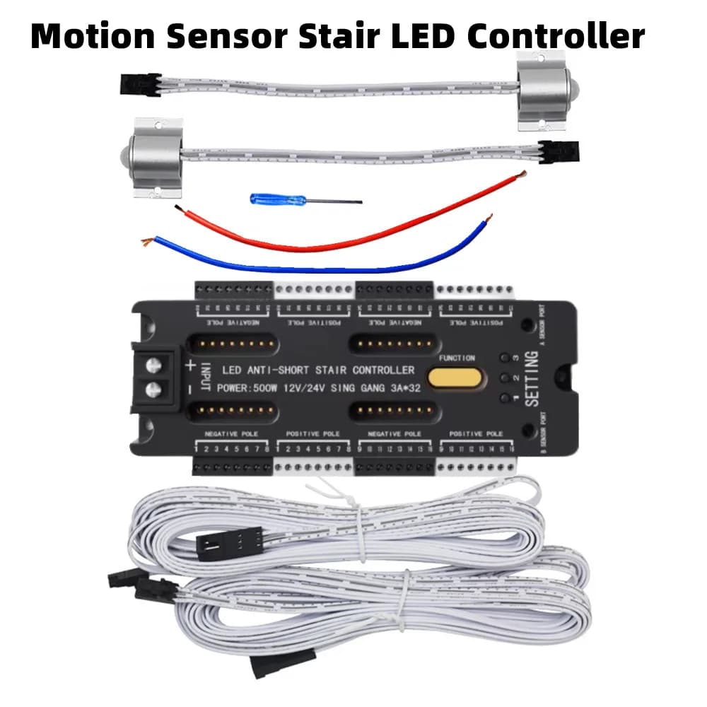 Bande lumineuse LED avec capteur de mouvement pour escaliers, 32 canaux, gradation, éclairage noctur