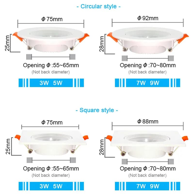 Spot Lumineux LED Rotatif à Angle Réglable pour le Plafond, Éclairage d'Nikde Couleur Blanche, 5/7/9