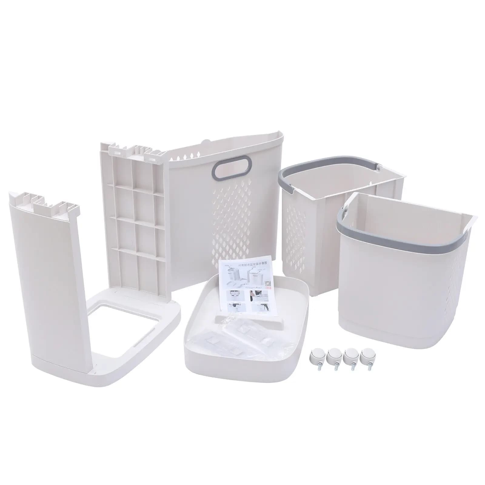 Mir à linge à 3 niveaux, support pour vêtements sales, panier de rangement pour lavage, chariot de r