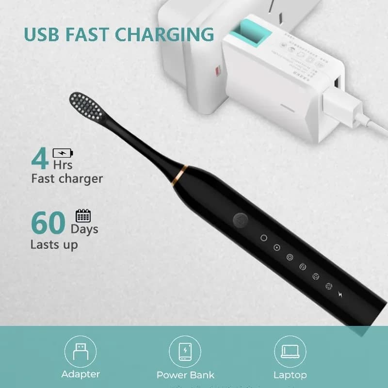 Brosse à dents électrique sonique pour adulte, synchronisation intelligente, nettoyage des dents, bl