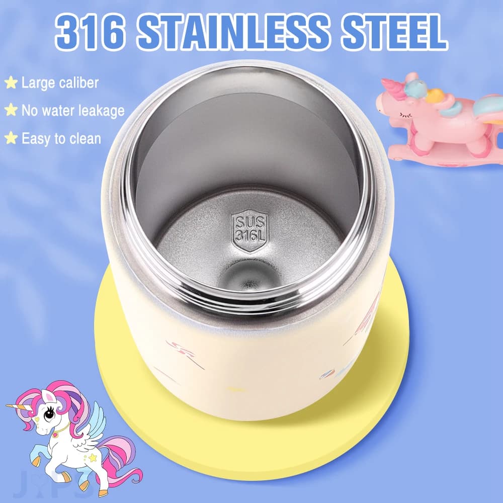 Bouteille d'eau thermique en acier inoxydable pour enfants, tasse thermos de dessin animé mignon ave