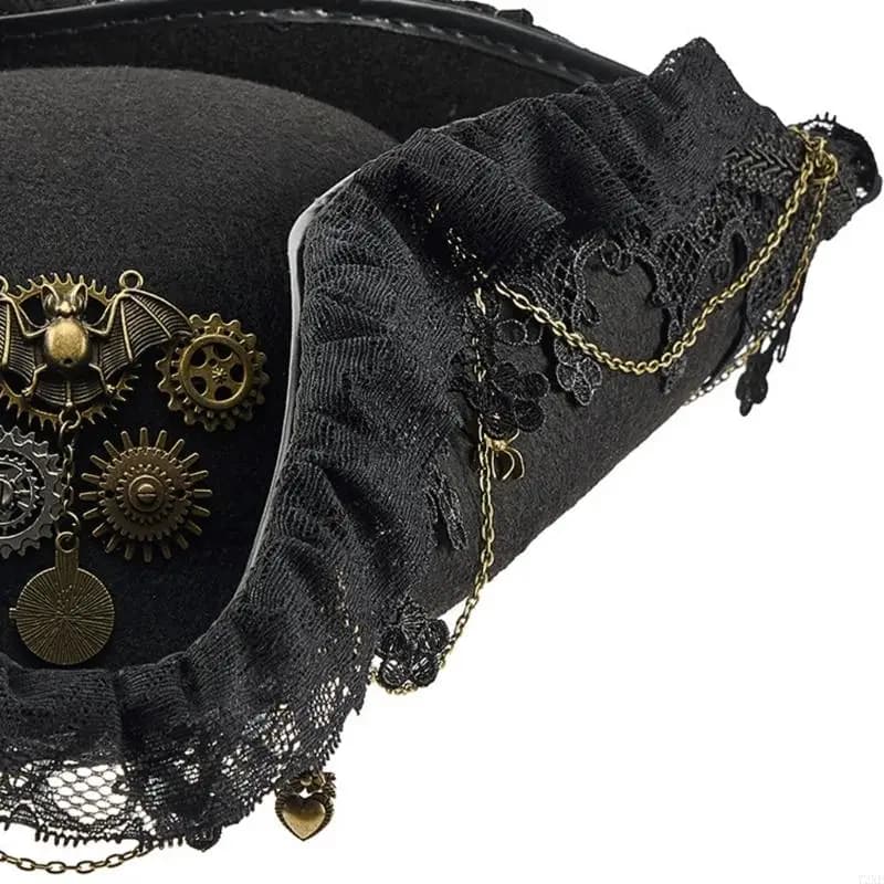 Chapeau Pirate victorien 72XE, équipement d'événement à thème en détresse, chapeau pour mascarades f