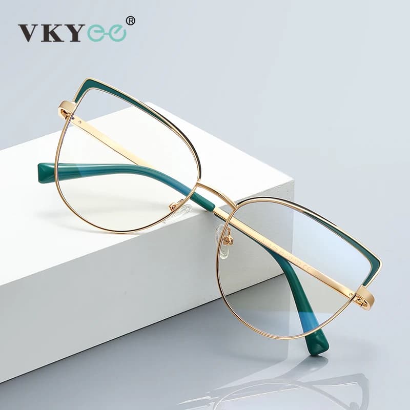VICKY Vintage métal grand cadre Design classique lunettes pour femmes Anti-lumière bleue lunettes de
