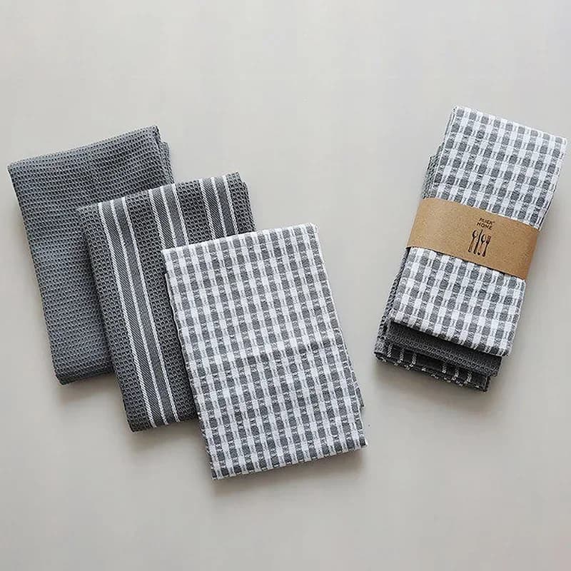Serviettes de cuisine 100% coton naturel, 3 pièces, serviettes à thé classiques, chiffon absorbant, 