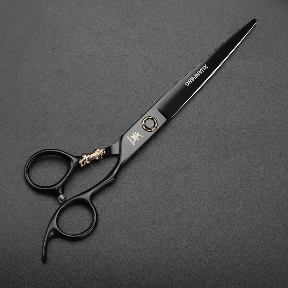 Ciseaux de coiffure XUANTENG de 7 pouces, noirs, avec système à roulement, ciseaux de barbier