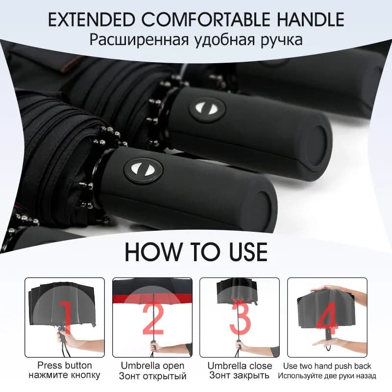 Parapluie Double couche résistant au vent, entièrement automatique, pour hommes et femmes, 10K, fort