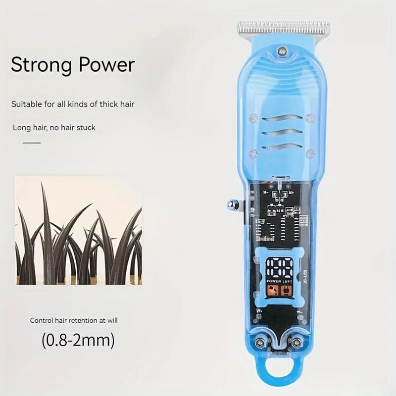 Tondeuse à cheveux électrique aste par USB pour hommes, corps transparent, tondeuse professionnelle,
