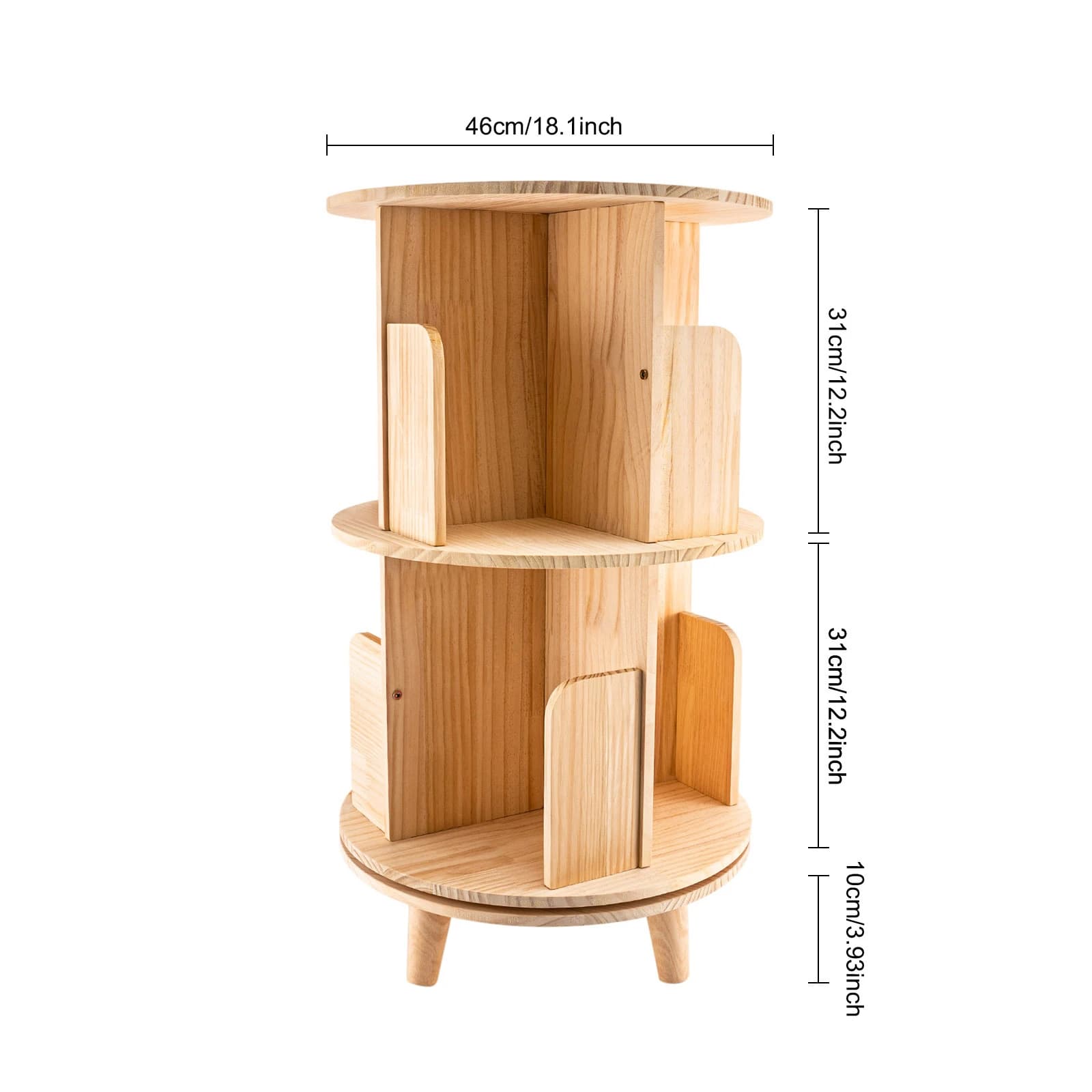 Bibliothèque rotative multifonctionnelle en bois massif, bibliothèque sur pied, rangement T1, évalua