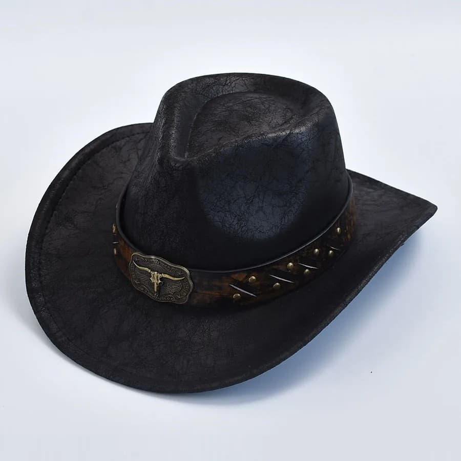 Chapeaux de Cowboy Western pour Hommes et Femmes, Faux Cuir, Vintage, Gentleman, Jazz, Sombrero Zone