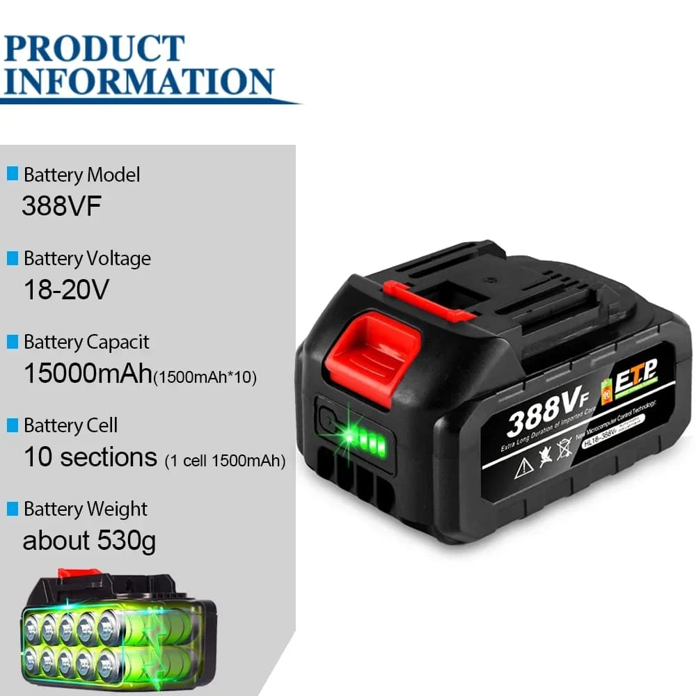 Yofidra 18-20V batterie au Lithium Rechargeable prise ue pour tronçonneuse sans brosse perceuse clé 
