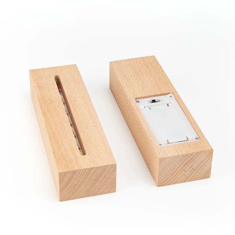 Base de lampe en bois, 5mm, 5.9 pouces, alimentée par batterie AAA, lumière blanche chaude, présento