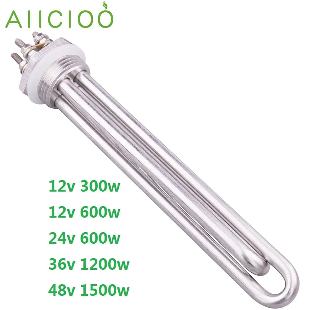 Réchauffeur tubulaire 12v 24v 36v 48v 1 "élément chauffant à filetage BSP DN25 DC 300w 600w 1200w 15