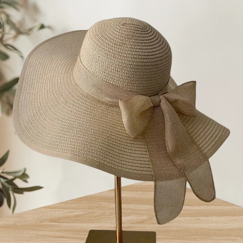 Chapeau de plage surdimensionné avec nœud de bord de mer pour femmes, 1 pièce, chapeau de paille d'é