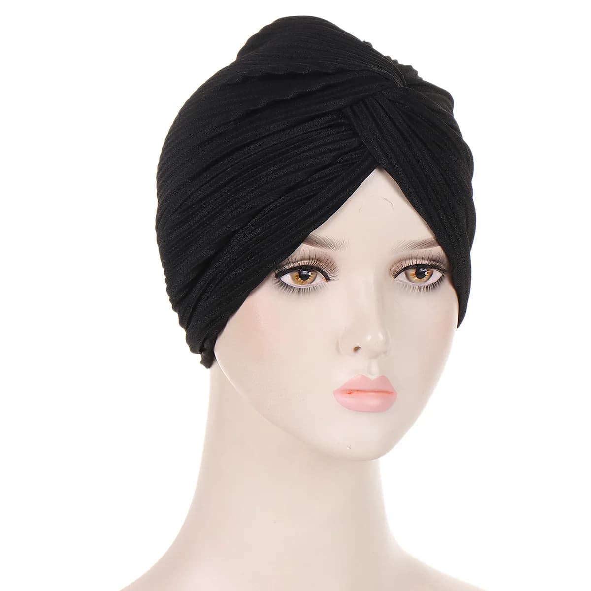 Turban Torsadé pour Femme Musulmane, Écharpe de Sauna, Bonnet Extensible, Couvre-Chef en Coton Solid