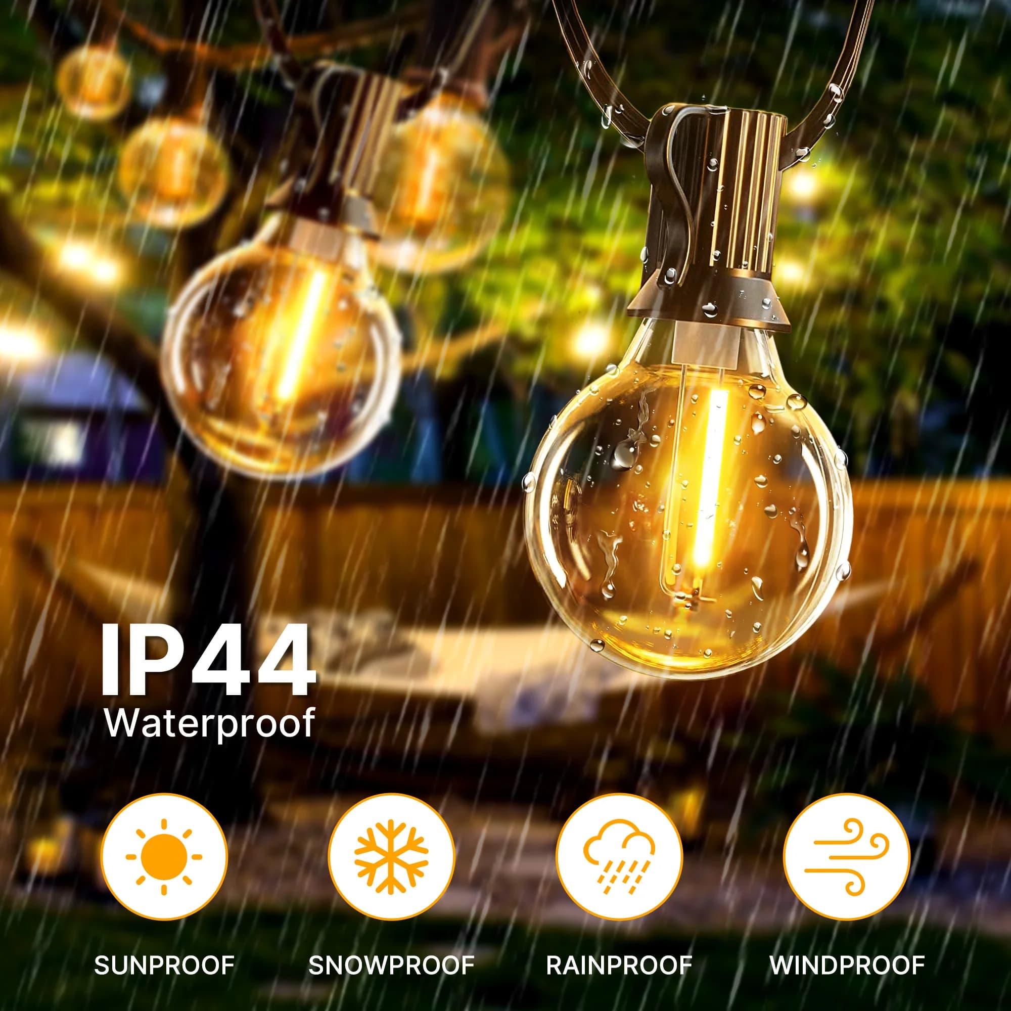 Guirxiété Lumineuse Solaire G40. Lumières Extérieures avec Ampoules LED Incassables, Résistantes aux