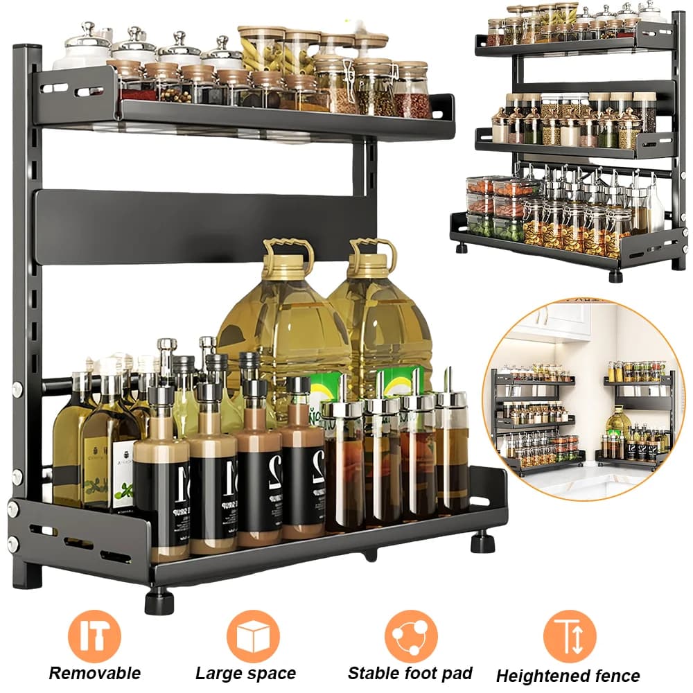[Stock ue] étagères de cuisine support de rangement de cuisine pot Organization placard assaisonneme