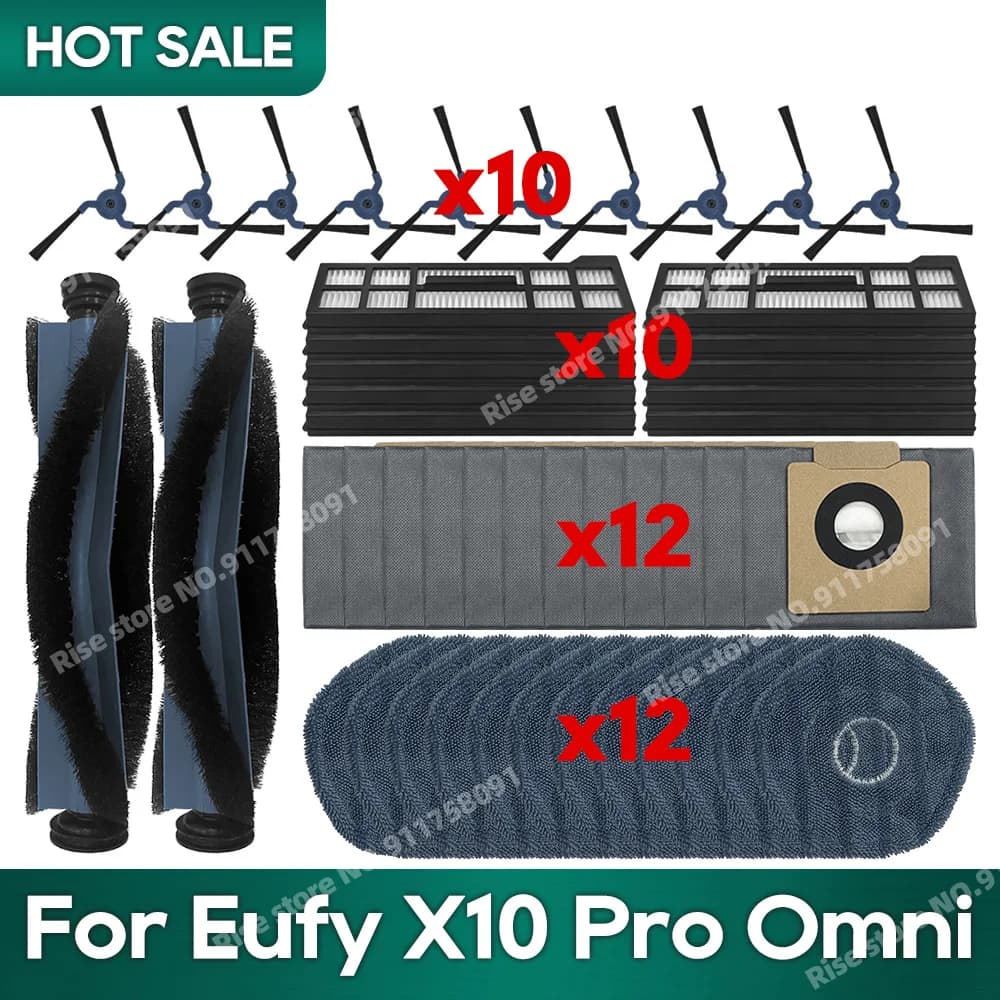 Accessoires adaptés pour aspirateur Robot Eufy X10 Pro Omni, sac à poussière, filtre Hepa, rouleau, 