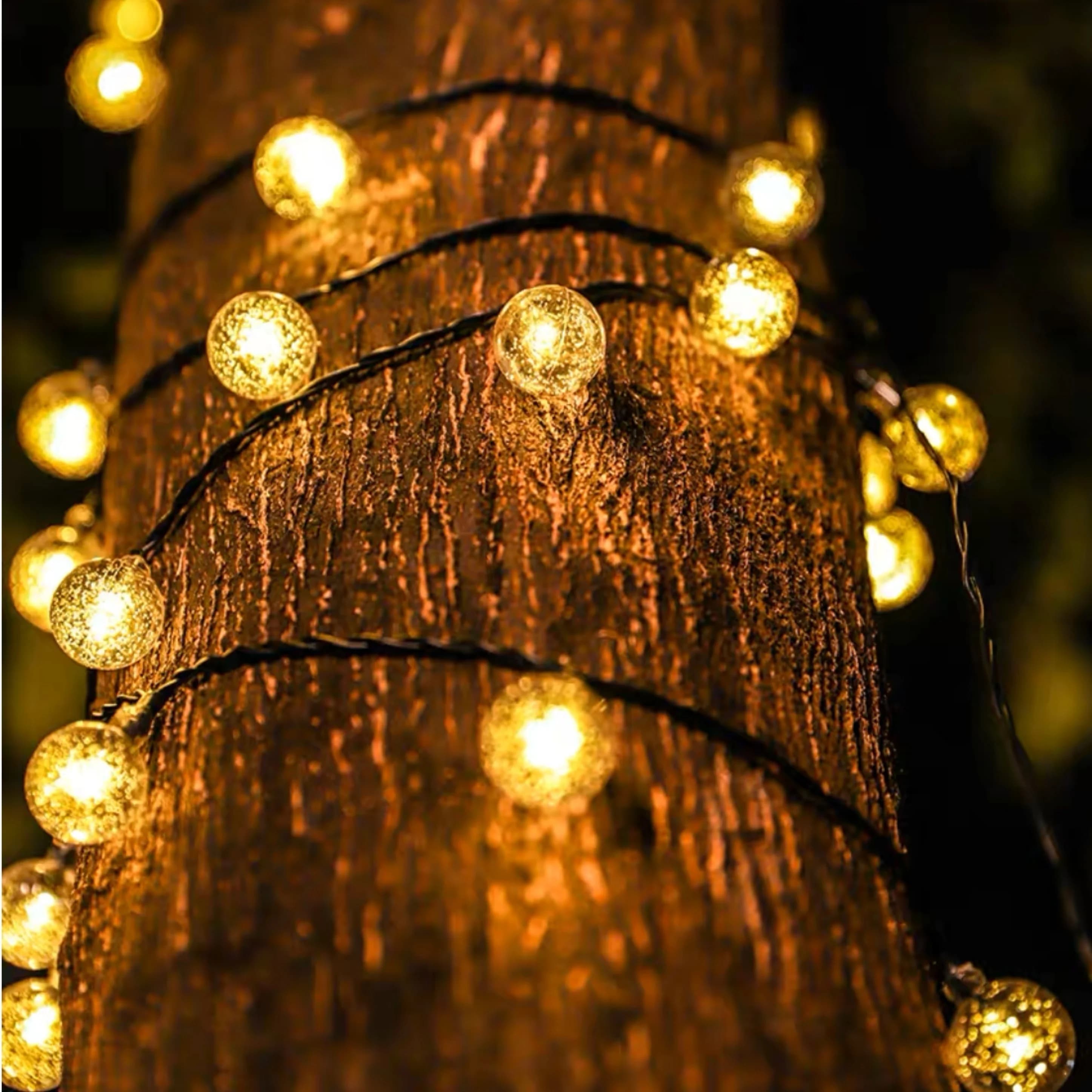 Guirlande solaire Globe en cristal IP65, 39 pieds, 100 LED, 8 Modes d'éclairage, lumières extérieure