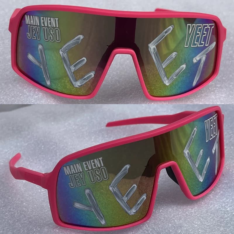 Lunettes de soleil sportives Blue YEET Jey Uso Yeet MAIN EVENT, verres bleus, Bloodline USOS, couleu