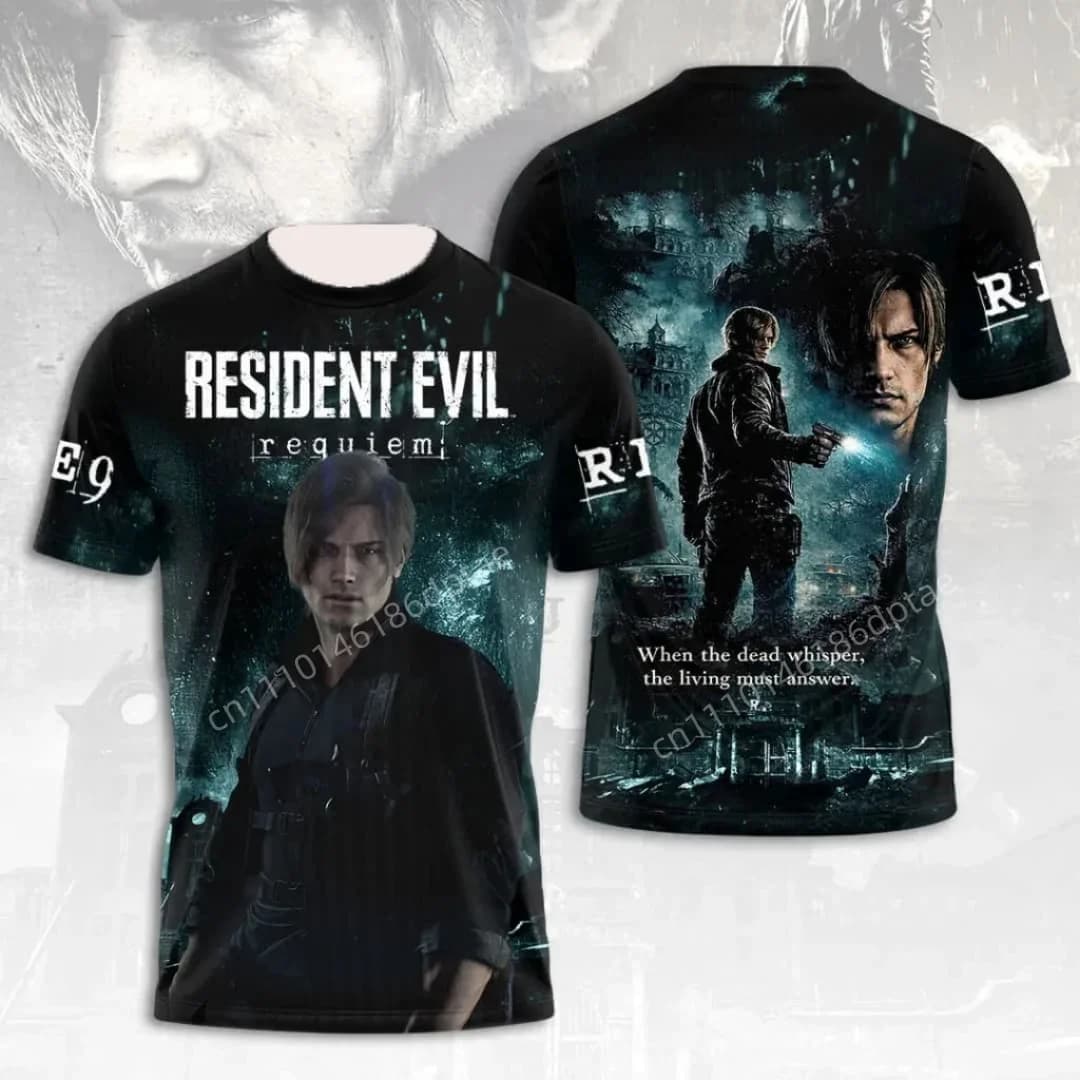 T-shirt graphique Resident Evil 9 Requiem Leon Kennedy pour hommes, vêtements imprimés en 3D pour fa