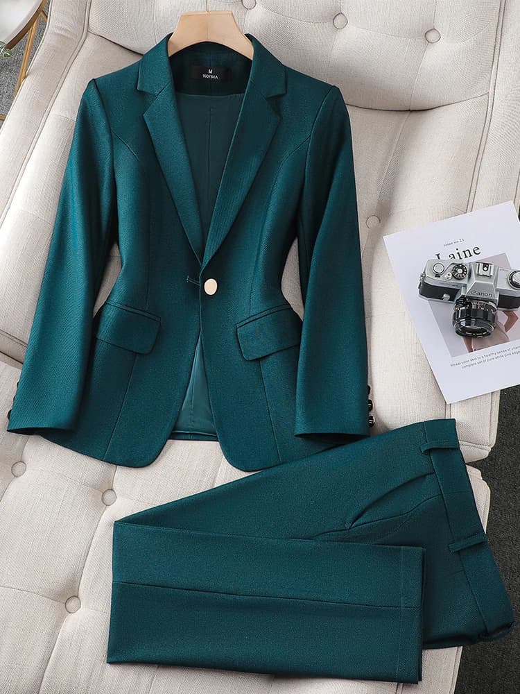 Blazer et pantalon imbibés pour femmes, veste formelle solide, surintendant, vêtements de travail d'
