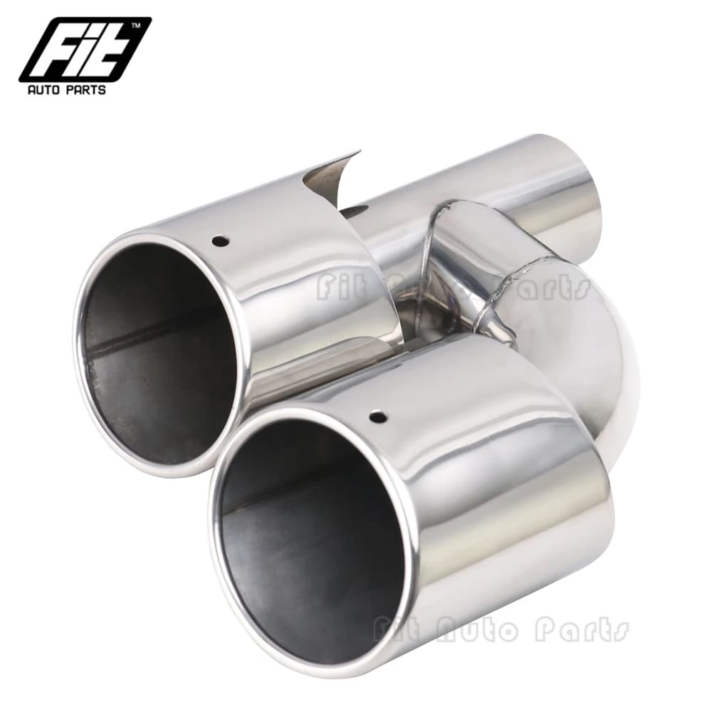 1 pièces en acier inoxydable 63mm entrée double embouts d'échappement voiture ovale silencieux carto