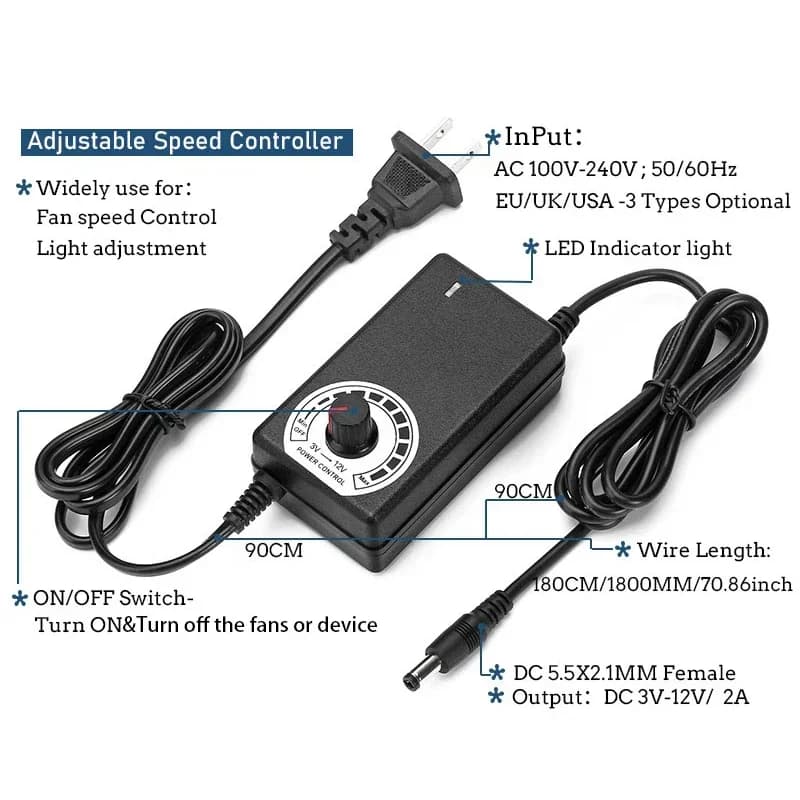 Ventilateur de refroidissement avec contrôleur, 120mm, 3000 tr/min, 12cm, 12V, 220V, BTC, châssis de