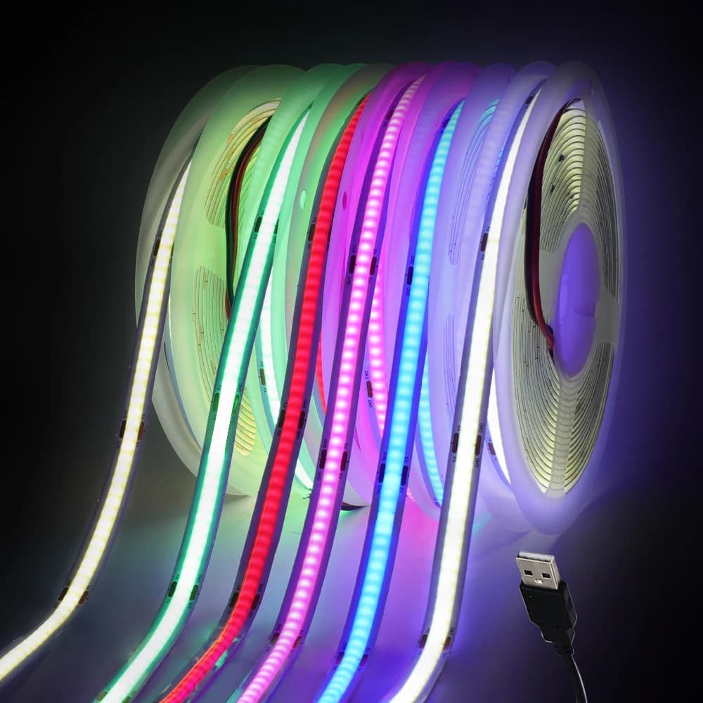 DC5V USB COB LED bande batterie puissance bande LED Flexible lumière 320LED haute densité lumière li