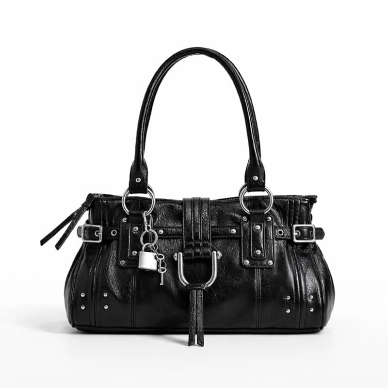 Sac à bandoulière rétro pour femme, grande capacité, sac sous le bras, sac à main de luxe avec rivet