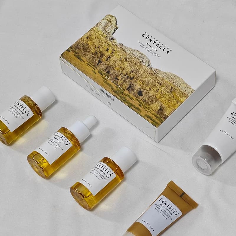 Centella – Kit de voyage, Ampoule de Toner, crème apaisante, huile nettoyante, Ampoule en mousse, bo
