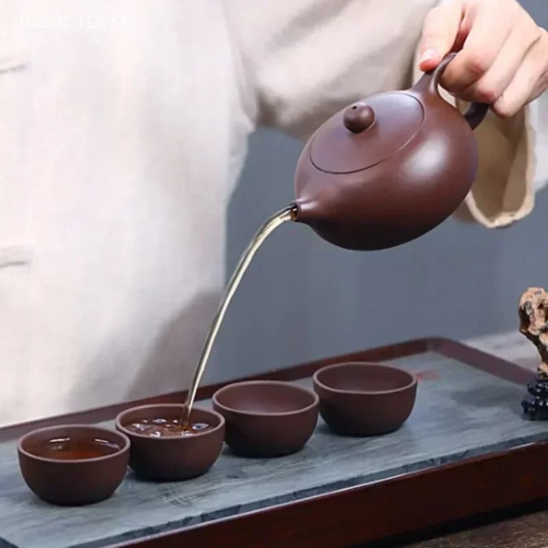 Théière chinoise en argile violette de 180ml, filtre à trou de boule de minerai brut, infuseur à thé