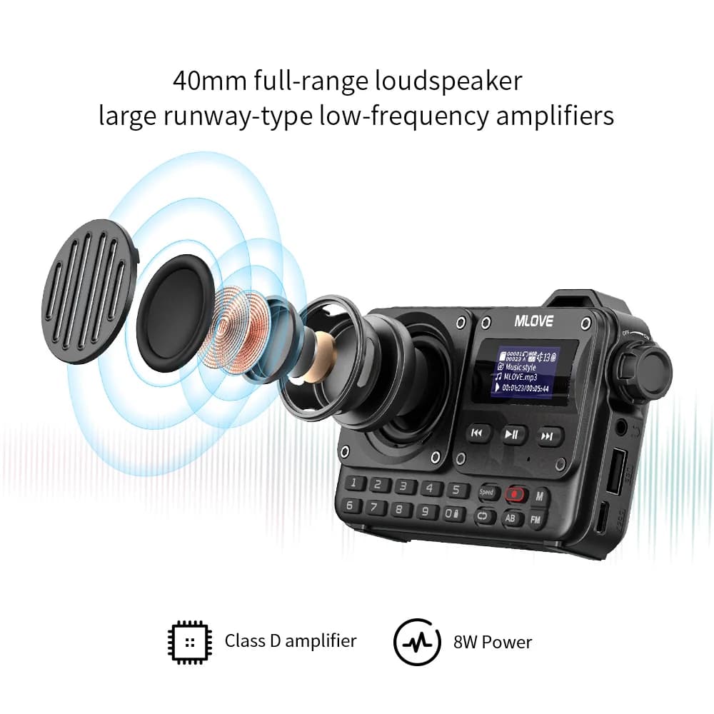 MLOVE – haut-parleur Bluetooth BV800 Super Portable, avec Radio FM, écran LCD, antenne, entrée AUX, 